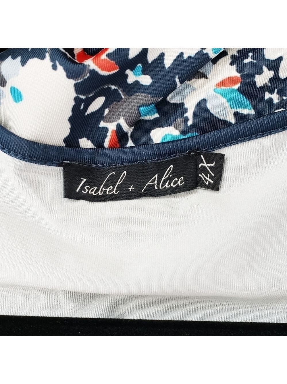 Floral Trim Navy Tank Top - Picture 6 of 7